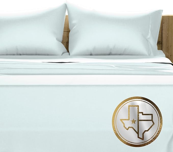 TEXAS LINEN CO. 100% Egyptian Cotton King Size Sheet Set - 1000 Thread Count 4 PC Cotton Sheets for King Bed, Soft, Cooling Extra Long Staple Luxury Hotel Sheets - Fits upto 18” Deep Pocket - Sea Foam