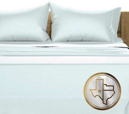 TEXAS LINEN CO. 100% Egyptian Cotton King Size Sheet Set - 1000 Thread Count 4 PC Cotton Sheets for King Bed, Soft, Cooling Extra Long Staple Luxury Hotel Sheets - Fits upto 18” Deep Pocket - Sea Foam