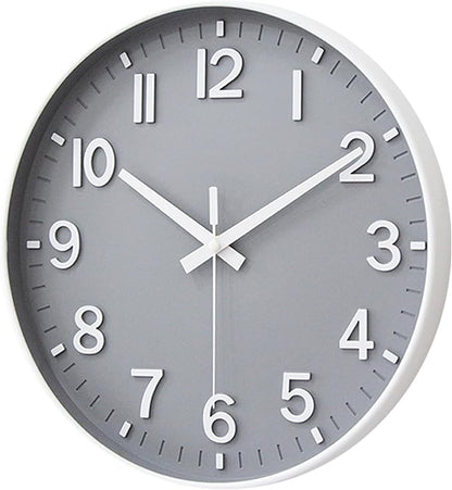 HZDHCLH Wall Clocks Battery Operated,Wall Clock Gray,8 inch Wall Clock Silent Non Ticking Modern 3D Numbers for Kitchen Bedroom Living Room Office Classroom Decor