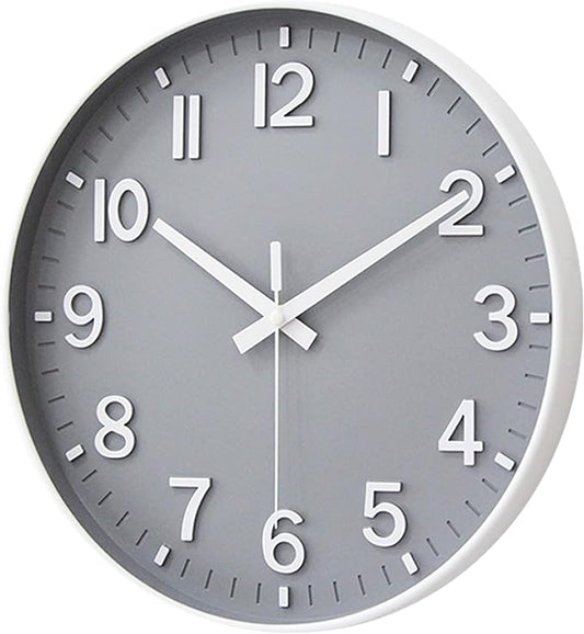 HZDHCLH Wall Clocks Battery Operated,Wall Clock Gray,8 inch Wall Clock Silent Non Ticking Modern 3D Numbers for Kitchen Bedroom Living Room Office Classroom Decor
