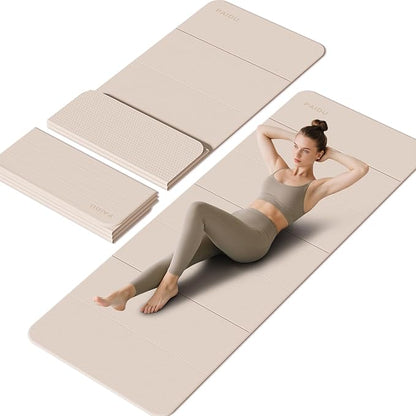 Foldable Yoga Mat - 10mm Extra Thick, 75"26" Non-Slip Exercise Fitness Mat | SGS Eco-Certified, Portable for Yoga/Pilates/Studio/Home Workout