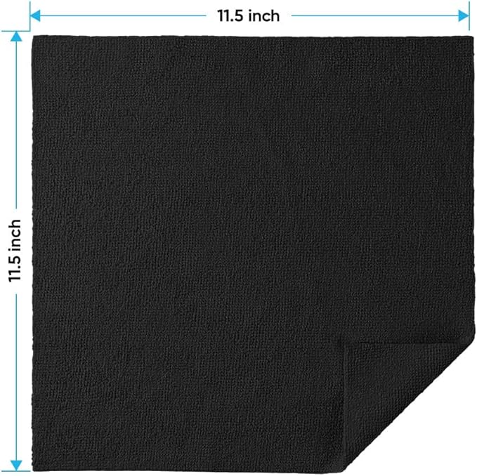 HOMEXCEL Black Microfiber Cleaning Cloths 100 Pack, Highly Absorbent, Lint & Scratch-Free Cleaning Rags for House Kitchen, White Microfiber Towels for Car 11.5 x 11.5 inch