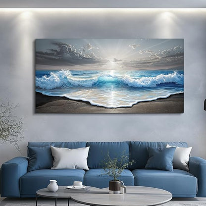 QIYILEXWART Canvas Wall Art For Living Room Wall Decor For Bedroom Office Wall Decoration Ocean Waves Landscape Painting Farmhouse Pictures Artwork Room Aesthetic Home Decor 20x40 In
