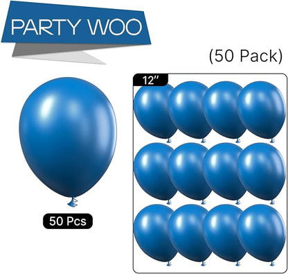 PartyWoo Dusty Blue Balloons 50 pcs 12 Inch Matte Dark Boho Blue Balloons for Graduation Baby Shower Gender Reveal Under the Sea New Born Birthday Party Decorations Blue-F58