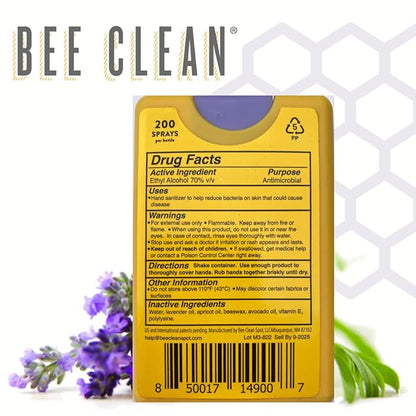 Organic Beeswax Hand Sanitizer Spray - 12-Pack (6 Lavender + 6 Citrus Peppermint), Travel Size Mist Spray with Organic Ethyl Alcohol, Moisturizing with Essential Oils, Non-Toxic, Made in USA