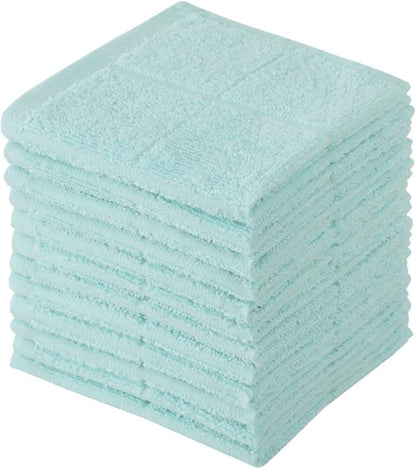 Glynniss Dishcloths Kitchen Highly Absorbent Dish Rags 100% Cotton Dish Cloths for Washing Dishes (Aqua Sky)
