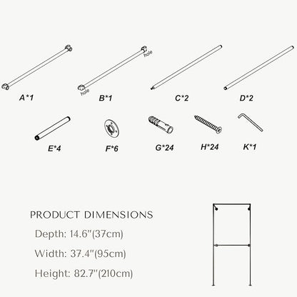 Industrial Pipe Clothing Rack, Heavy Duty Wall Mounted Clothes Rack,Retail Display Hanging Garment Rod for Laundry Room, Closet Storage - 14.6x37.4x82.7 Inches, Model K01