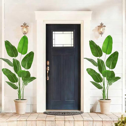 Birds of Paradise Plant Artificial, 6FT Fake Plants Faux Banana Leaf Tree with 10 Banana Leaves, Lifelike Tall Fake Tropical Palm Indoor Silk Floor Plant in Black Pot for House,Office,Room,Home Decor