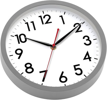 AKCISOT Wall Clock 10 Inch Silent Non-Ticking Modern Clocks Battery Operated - Analog Classic for Office, Home, Bathroom, Kitchen, Bedroom, School, Living Room(Gray)