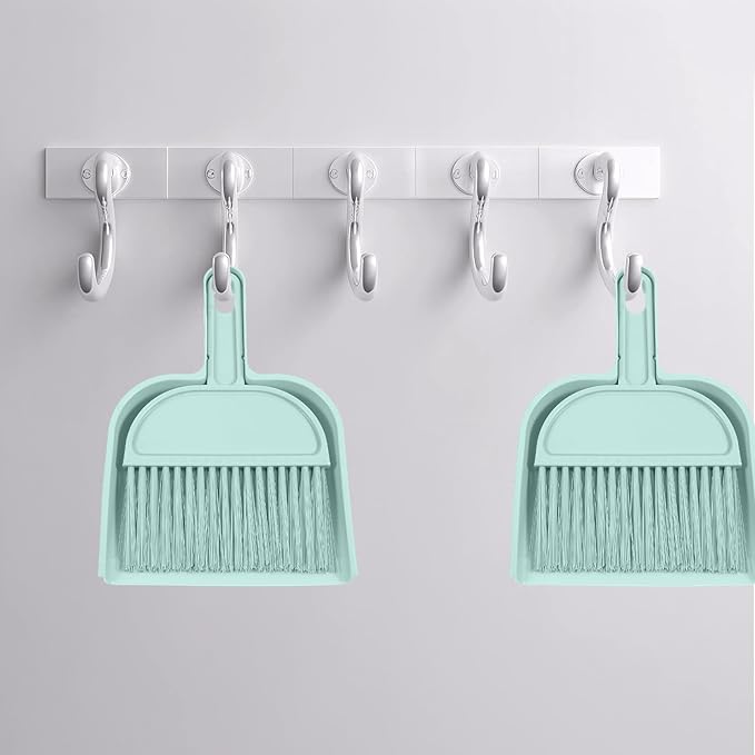 Blue Small Broom and Dustpan Set, Mini Dustpan and Brush Set, Small Hand Broom and Dust Pan Sets for Home Sofas Kitchen Countertops Storage Shelves Office Desks Bathrooms and Pet Areas