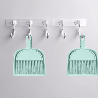 Blue Small Broom and Dustpan Set, Mini Dustpan and Brush Set, Small Hand Broom and Dust Pan Sets for Home Sofas Kitchen Countertops Storage Shelves Office Desks Bathrooms and Pet Areas