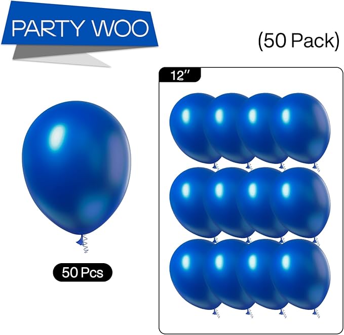 PartyWoo Royal Blue Balloons 50 pcs 12 Inch Matte Dark Blue Latex Helium Balloons for Graduation Independence Day Memorial Day Baseball Baby Shower Gender Reveal Birthday Party Decorations Blue-Y59