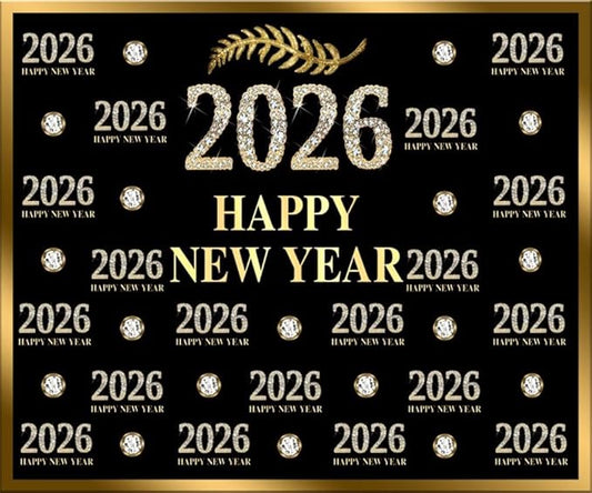 Happy New Year Backdrop 10x8ft Fabric 2026 New Year Party Decoration Backdrop NYE Backdrops for Photography