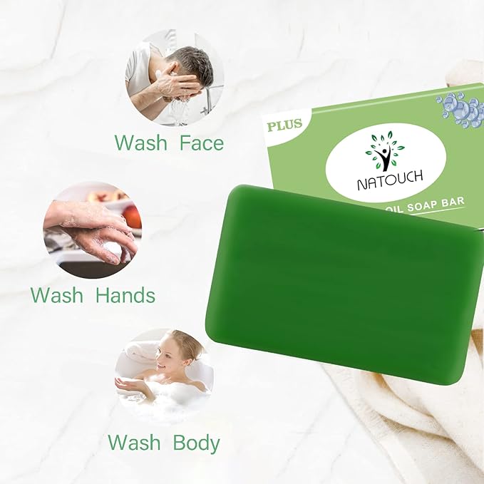 Antifungal Soap, Upgrade Natural Tea Tree Oil Body Soap Bar, Help Jock Itch, Ringworm, Athlete's Foot, Body Odor, Skin Irritations With Natural Tea Tree Oil, Eucalyptus Oil, and Lavender Oil