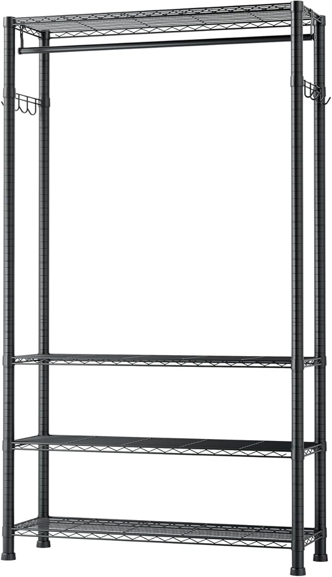 VEVOR Clothing Garment Rack, Heavy Duty Closet Wardrobe, Adjustable Tiers Clothes Racks with Steel Frame, for Bedroom, Clothing Store, Hallway