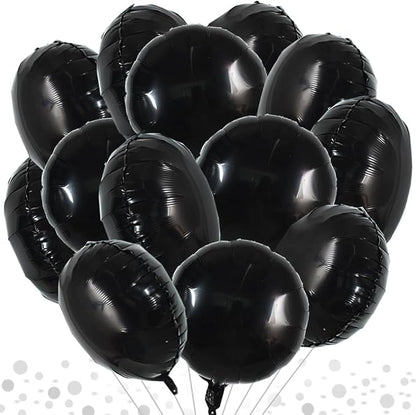 TONIFUL 30Pcs 18 Inch Large Black Round Shape Foil Balloons Big Black Circle Helium Mylar Ballons for New Year Halloween Chrismas Birthday Wedding Baby Shower Anniversary Engagement Party