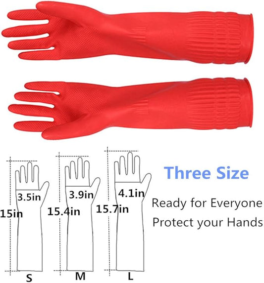 Rubber Cleaning Gloves Kitchen Dishwashing Glove 6-Pairs,Waterproof Reuseable.(Small)