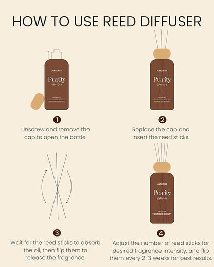 M&SENSE Seasalt Coconut Reed Diffuser: 6.3 fl oz Non-Toxic Aroma Set with Sticks, Light & Subtle Fragrance, Long-Lasting Natural Essential Oil Gifts for Bedroom, Shelf Decor & Small Spaces