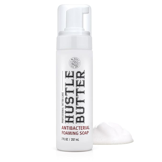 Hustle Bubbles Tattoo Aftercare Tattoo Soap Antibacterial Soap To Clean New Tattoos & Piercings Essential Tattoo Supplies 7oz