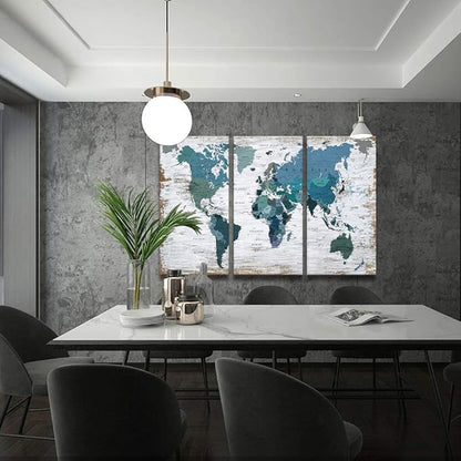 Teal blue Wall Art Watercolor Abstract Wall Decal Large Office Canvas Wall Art 24in x48in x3 Painting for Bedroom Wall Decoration for Living Room 3 piece Blue Artwork for Walls
