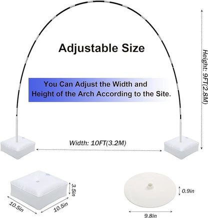Balloon Arch, Innovation Large Sturdy Balloon Arch Kit,10Ft Wide & 9FT Tall Adjustable Balloon Stand with Water Fillable Bases, Manual Pump - for Wedding, Birthday, Baby Shower, Graduation
