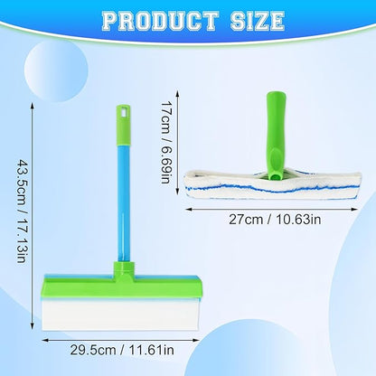 Recyclable Silicone Window Squeegee Kit, Window Cleaning Kit, Window Squeegee Cleaner Kit, with Silicone Squeegee & Microfiber Scrubber for Shower Glass Mirror Door Car (1Set)
