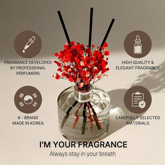 COCODOR Flower Reed Diffuser Set / 6.7oz / White Jasmine/Scent Diffuser with Sticks Home Fragrance Reed Diffuser for Bathroom Shelf Decor