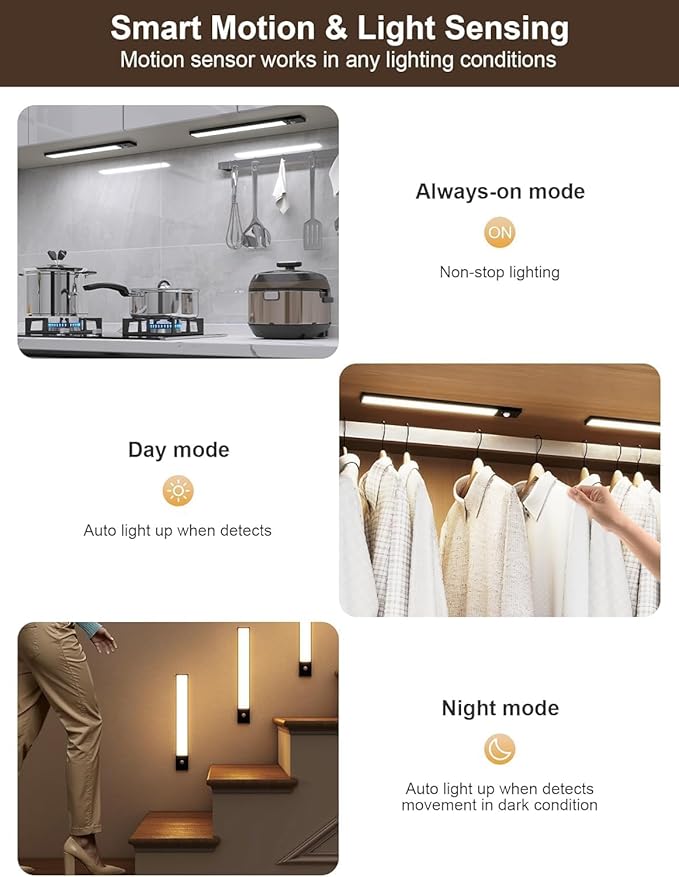 5 Pack Motion Sensor Under Cabinet Lighting Wireless,8 inch Magnetic Dimmable Under Counter Lights for Kitchen,Motion Activated Under Cabinet Lights,3 Color Dimmable Under Cabinet Lighting with Remote