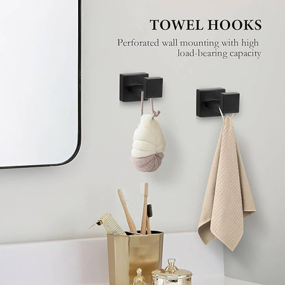 10-Piece Matte Black Bathroom Hardware Set,Towel Bar Set for Bathroom Include 23.6 inch Towel Bar,Towel Ring,Toilet Paper Holder Towel Hooks,Stainless Steel Wall Mounted