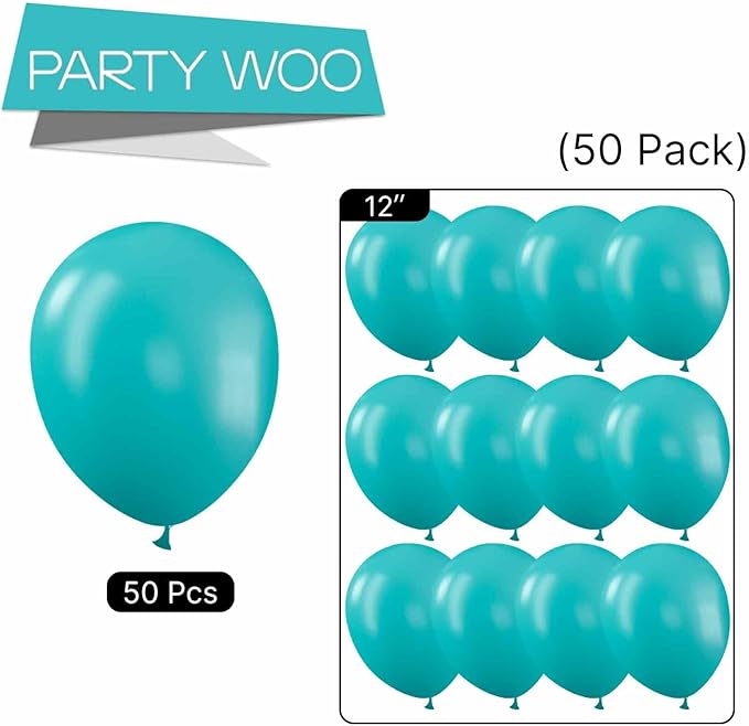 PartyWoo Dark Teal Balloons 50pcs 12 Inch Turquoise Aqua Blue Teal Balloons for Graduation Wedding Baby Shower Bridal Shower Gender Reveal Engagement Birthday Pool Party Decorations Blue-Y17