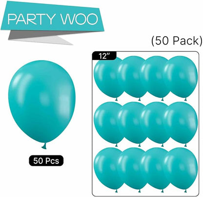 PartyWoo Dark Teal Balloons 50pcs 12 Inch Turquoise Aqua Blue Teal Balloons for Graduation Wedding Baby Shower Bridal Shower Gender Reveal Engagement Birthday Pool Party Decorations Blue-Y17