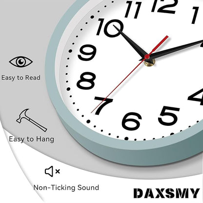 Wall Clock Silent Non-Ticking Modern Clock Battery Operated10 Inch Small Classic Analog Decorative for Kitchen, Bathroom, Office, Bedroom, Home(Blue Gray)
