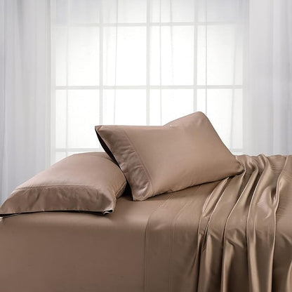 Royal Hotel Bedding ABRIPEDIC Sheets, Viscose from Bamboo, Sheets 600 Thread Count, Silky Soft Sheet, Viscose from Bamboo, Sheet Set, Split-King : Adjustable King, Taupe