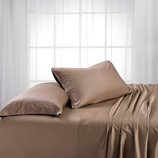 Royal Hotel Bedding ABRIPEDIC Sheets, Viscose from Bamboo, Sheet Set 600 Thread Count, Silky Soft Sheets, Viscose from Bamboo, Sheet Set, Top-Split-King : Adjustable Split Top King, Taupe