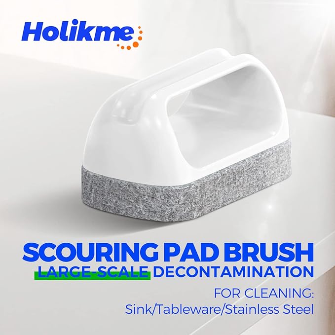 Holikme 7 Pack Deep Cleaning Brush Set, Scrub Brush, Grout Brush, Pool Brush, Scrub Pads with Scraper Tip Scouring Pads, for Pool Walls, Bathroom, Floor, Tub, Shower and Kitchen Surface (Blue)
