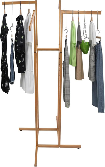 Clothing Rack - Heavy Duty 4 Way Adjustable Clothing Rack with Slanted Arms, Retail Clothing Rack Display With 2 Straight Arms and 2 Slanted Arms Perfect for Clothing Store Display (Gold)