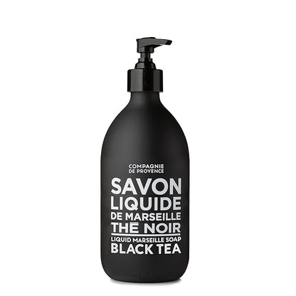 Compagnie de Provence Savon de Marseille Extra Pure Liquid Soap - Black Tea - 16.7 Fl Oz Glass Pump Bottle and 33.8 fl oz Plastic Bottle Refill