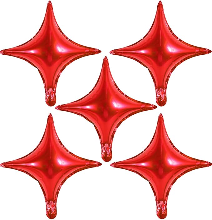 18inch Star Shape Foil Mylar Balloon,30 pcs Red Four Angle Star Balloons for Birthday Party,Wedding,Valentine's Day, engagement party，Christmas,Baby Shower Backdrops Decorations ﻿