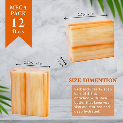 Orange Zest Scented Natural Soap Bars (5 Bars), 3.5oz Moisturizing French Triple Milled Soap Bars Enriched with Shea Butter - Pure Plant Oil Bath & Body