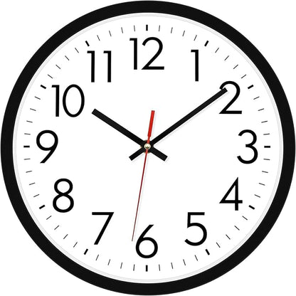 Lumuasky 14 Inch Wall Clock Battery Operated Silent Non-Ticking Large Analog Classic Round Clock for Office, Home, Kitchen, Bedroom, School, Living Room (Black)