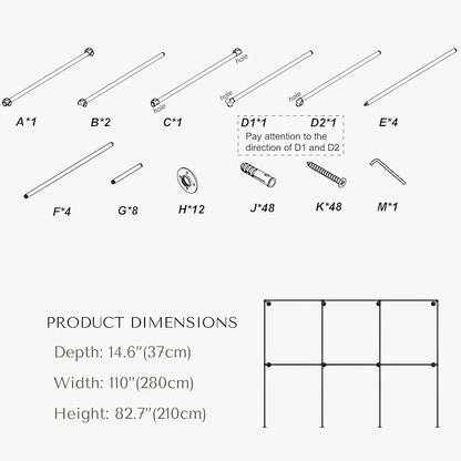 Industrial Pipe Clothing Rack, Heavy Duty Wall Mounted Clothes Rack,Retail Display Hanging Garment Rod for Laundry Rooms, Closet Storage, 14.6x110x82.7 Inches, Model K04