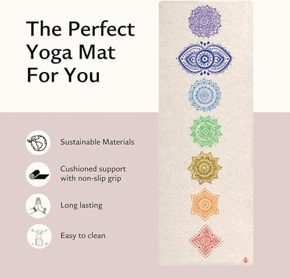 Pro Hemp Mat - Artist Designed, Premium Printed Eco-Friendly Non-Slip mat, Great for Regular & Hot Yoga, Pilates, Workouts 72 inch x 24 inch x 3mm Thick