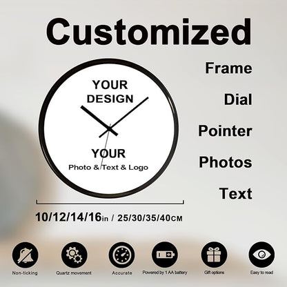 Personalized Wall Clock with Picture Logo and Text Custom Family Photo Decor Clock for Home Bedroom and Office Providing Decoration Clocks Gift'S for Family and Friend