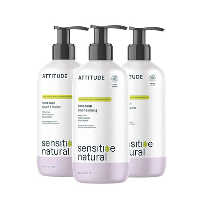 ATTITUDE Hand Soap for Sensitive Skin with Oat, EWG Verified, Dermatologically Tested, Vegan, Sweet Jasmine Scent, 16 Fl Oz (Pack of 3)