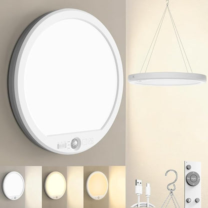 Motion Sensor Light Indoor With Remote Hanging Chain 3 Color Led Lights Magnetic Mount Under Cabinet Lighting USB Rechargeable Metal Chain Night Lamps Battery Operated Wall Light For Camping, Closet