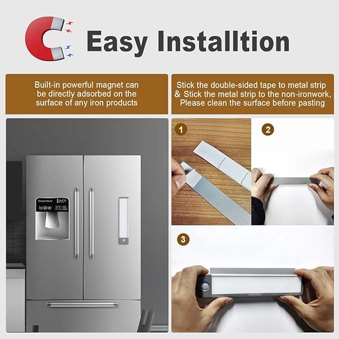 2 Pack Rechargeable Under Cabinet Lights with Motion Sensor - 30 LED 10 Inch, Wireless USB-C Magnetic for Kitchen, Bedroom, Wardrobe Closet Lighting