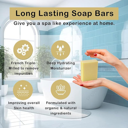Honeysuckle Scented Natural Soap Bars (12 Bars), 3.5oz Moisturizing French Triple Milled Soap Bars Enriched with Shea Butter - Pure Plant Oil Bath & Body Bars