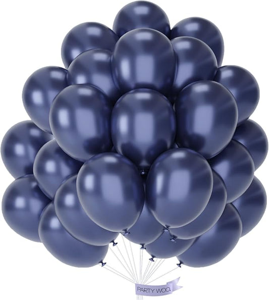 PartyWoo Metallic Navy Blue Balloons 50 pcs 12 Inch Metallic Dark Blue Latex Helium Balloons for Graduation New Year Weddings Father's Day Baby Shower Birthday Party Decorations Blue-G113