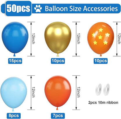 Blue and Orange Balloons, 12 Inches 50 Pcs Blue Metallic Gold Orange Latex Balloon, Cartoon Party Balloon for Kids Video Game Birthday Baby Shower Party Decor