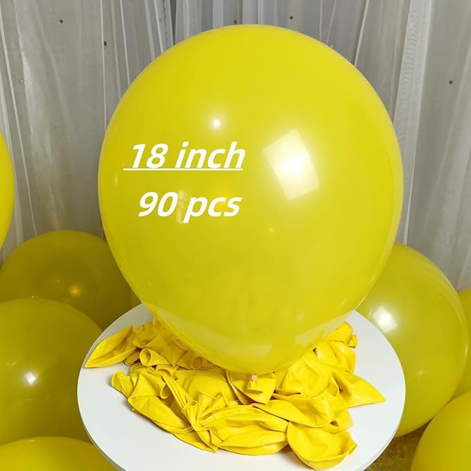 90 Pack Yellow Balloons 18 inch Yellow Latex Big Balloons for Party Decorations and Events ZWZLIULIAN